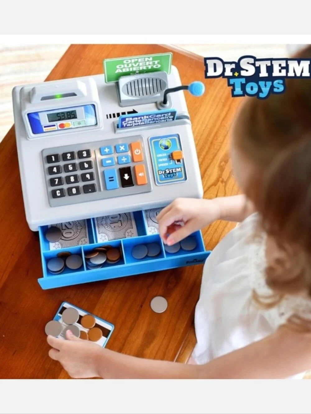 New Dr. Stem Toys Talking Cash Register Toy - Silver, Blue, Black